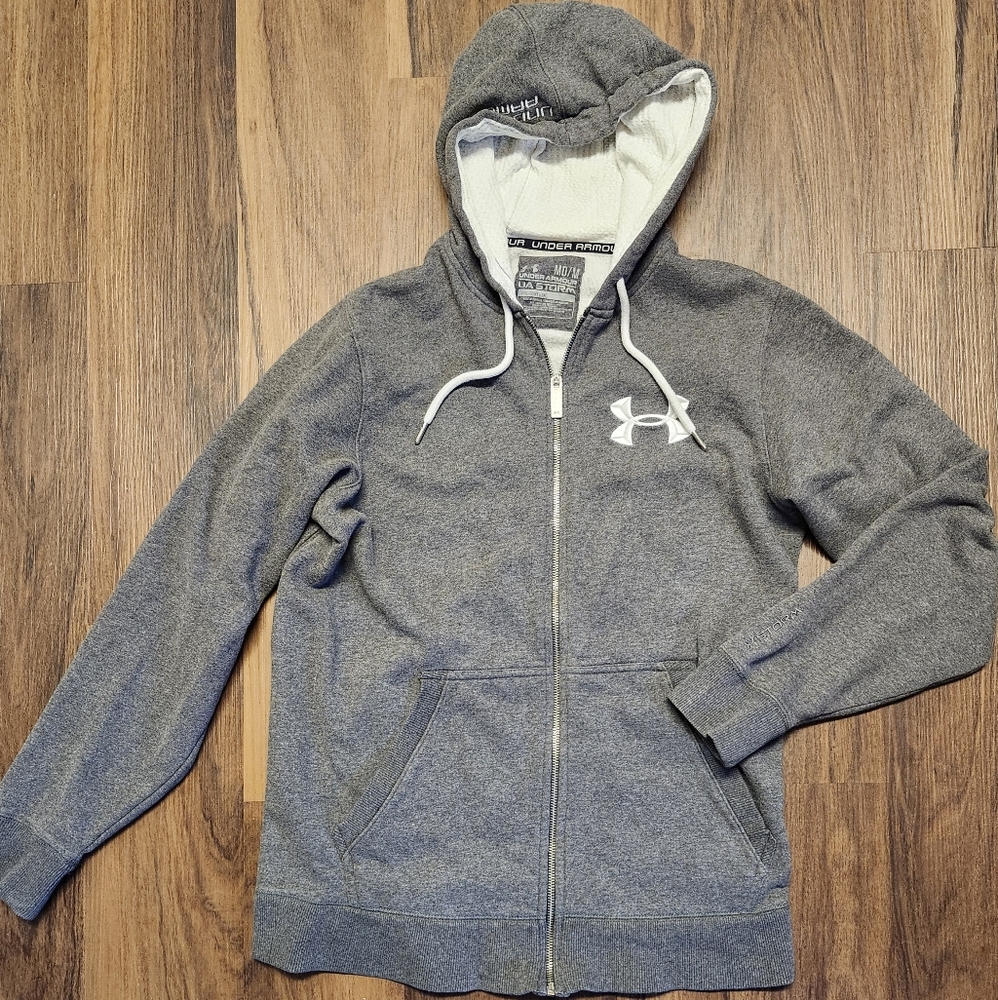 EUC Mens Sz M Under Armour UA Storm Charged Cotton Full Zip Sherpa Lined Hoodie